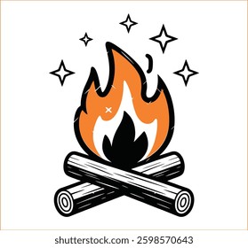 camp fire icon vector design template in white background
.