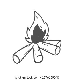 camp fire icon vector doodle hand drawing