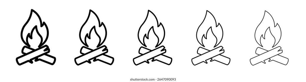 camp fire icon vector outline symbol or illustration