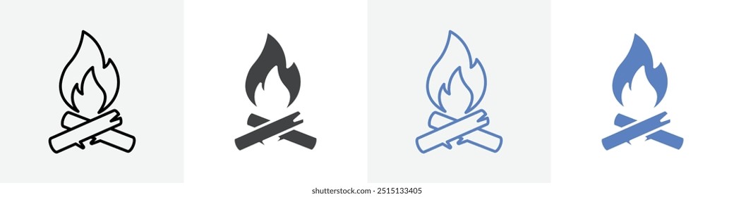 camp fire icon vector set use for web ui or app