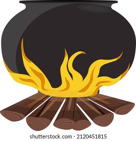 Camp fire, illustration, vector on a white background.