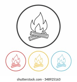 camp fire line icon