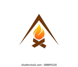Camp Fire Logo Design Element