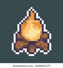 camp fire in pixel art style