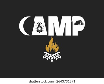 Camp fire stylish bold typography camping lover t shirt design 