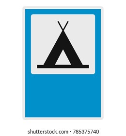 Camp fire tent icon. Flat illustration of camp fire tent vector icon for web.