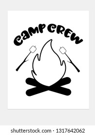 camp Fire vector- Camping illustration for card or t-shirts