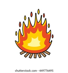 Camp fire vector icon isolated.