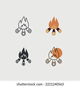 camp fire  vector icon fire wood