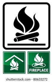 Camp fireplace sign. Vector illustration.