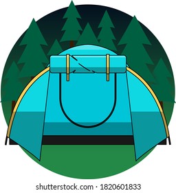 camp in the forest cartoon style vector
