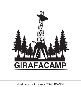 Camp forest giraffa herbivorous zoo vector illustration