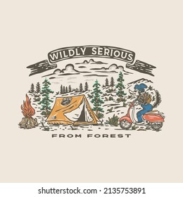 camp forest illustration vintage nature wild design