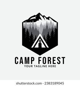 camp forest logo icon design vector illustration