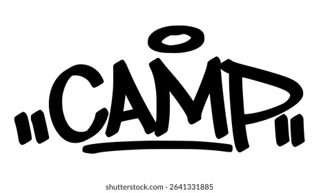 camp, graffiti, street art, graffiti tag, urban lettering, handstyle, bold lettering, vector graffiti, stylish design, graffiti font, expressive tag, outdoor, camping, adventure, nature, travel, tent,