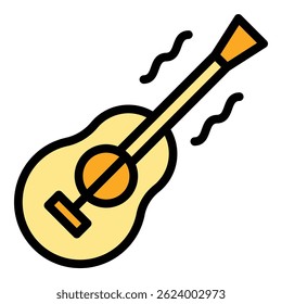 Camp guitar icon. Outline Camp guitar vector icon for web design isolated on white background color flat