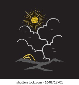 Camp Hike Climb Mountain Nature Wild Graphic Illustration Vector Art T-shirt Design