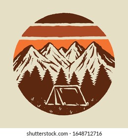 Camp Hike Climb Mountain Nature Wild Graphic Illustration Vector Art T-shirt Design