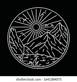 Camp Hike Nature Wild Line Graphic Illustration Vector Art T-shirt Design