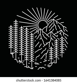 Camp Hike Nature Wild Line Graphic Illustration Vector Art T-shirt Design