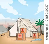 Camp with humanitarian help for refugees or poor people.
Gaza War, World Refugee Day, 21 june