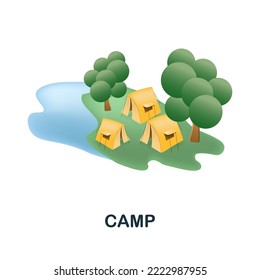 Camp icon. 3d illustration from resorts collection. Creative Camp 3d icon for web design, templates, infographics and more