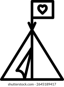 camp icon illustration design with outline, this is not made from any AI generation