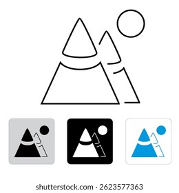 camp icon, line, white color black button, black color light white button, and light blue color white button