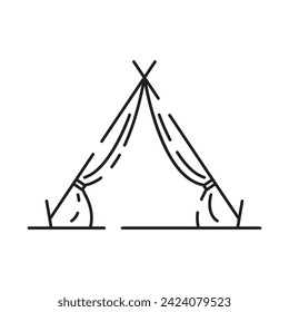 Camp icon on white background. Camping tent line icon vector