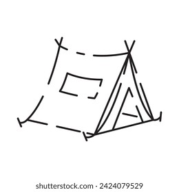 Camp icon on white background. Camping tent line icon vector