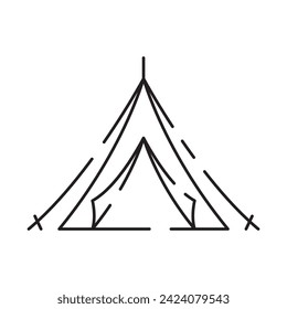 Camp icon on white background. Camping tent line icon vector