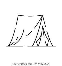 Camp icon on white background. Camping tent line icon vector