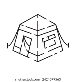 Camp icon on white background. Camping tent line icon vector
