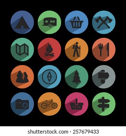 camp icon set