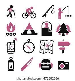 camp icon set