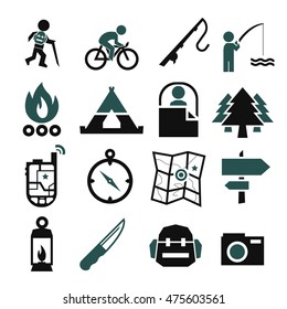 camp icon set