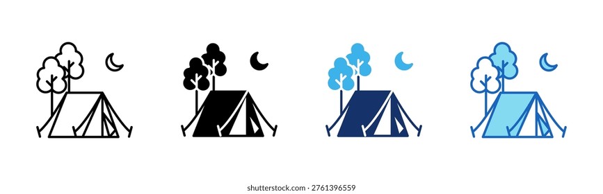 Camp icon set multiple style collection