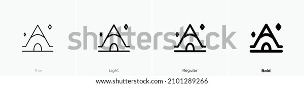 camp icon. Thin, Light Regular And Bold style\
design isolated on white\
background