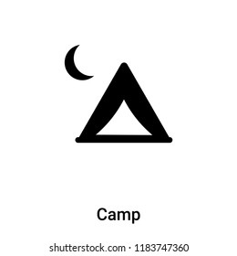 Camp icon vector isolated on white background, logo concept of Camp sign on transparent background, filled black symbol