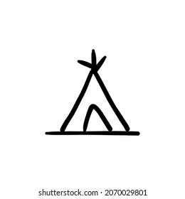 camp icon in vector. Logotype - Doodle