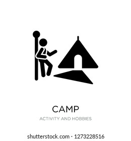 camp icon vector on white background, camp trendy filled icons from Activity and hobbies collection, camp simple element illustration