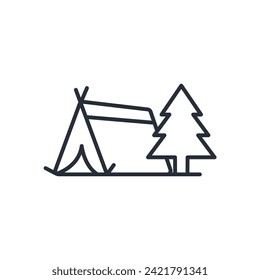 camp icon. vector.Editable stroke.linear style sign for use web design,logo.Symbol illustration.