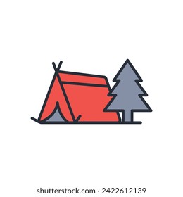 camp icon. vector.Editable stroke.linear style sign for use web design,logo.Symbol illustration.
