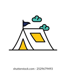 Camp-Symbol auf weißem Hintergrund, Vektorgrafik