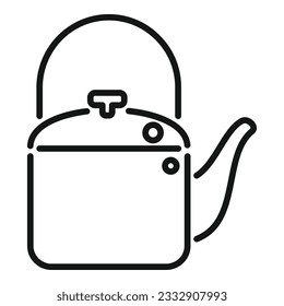 Camp kettle icon outline vector. Travel hiking. Fire accessories