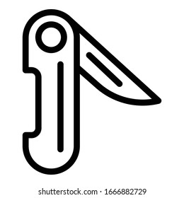 Camp knife icon. Outline camp knife vector icon for web design isolated on white background