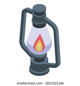 Camp lamp icon isometric vector. Oil gas lantern. Old kerosene lamp