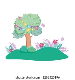 camp landscape with cute garden
