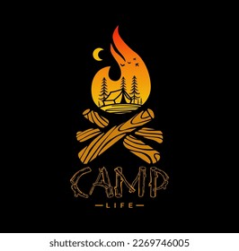 Camp Life, slogan for t-shirt design. Vector illustration design for fashion fabrics, textile graphics, prints