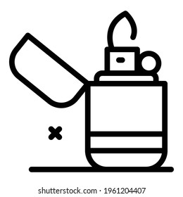 Icono del encendedor de campamento. Icono de vector más ligero de Camp de contorno para diseño web aislado en fondo blanco